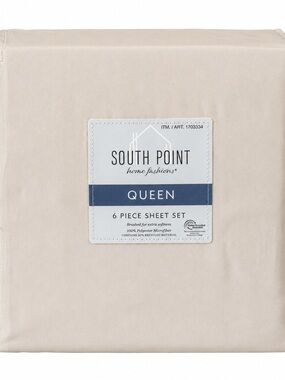 South Point Queen 6 Piece Microfiber Sheet Set Beige NEW Soft Deep Pocket